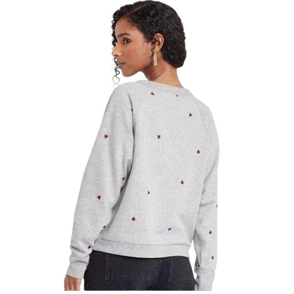 Soft Comfy Red Embroidered Heart Gray Sweatshirt Top PLUS 2 FREE! - Picture 1 of 13